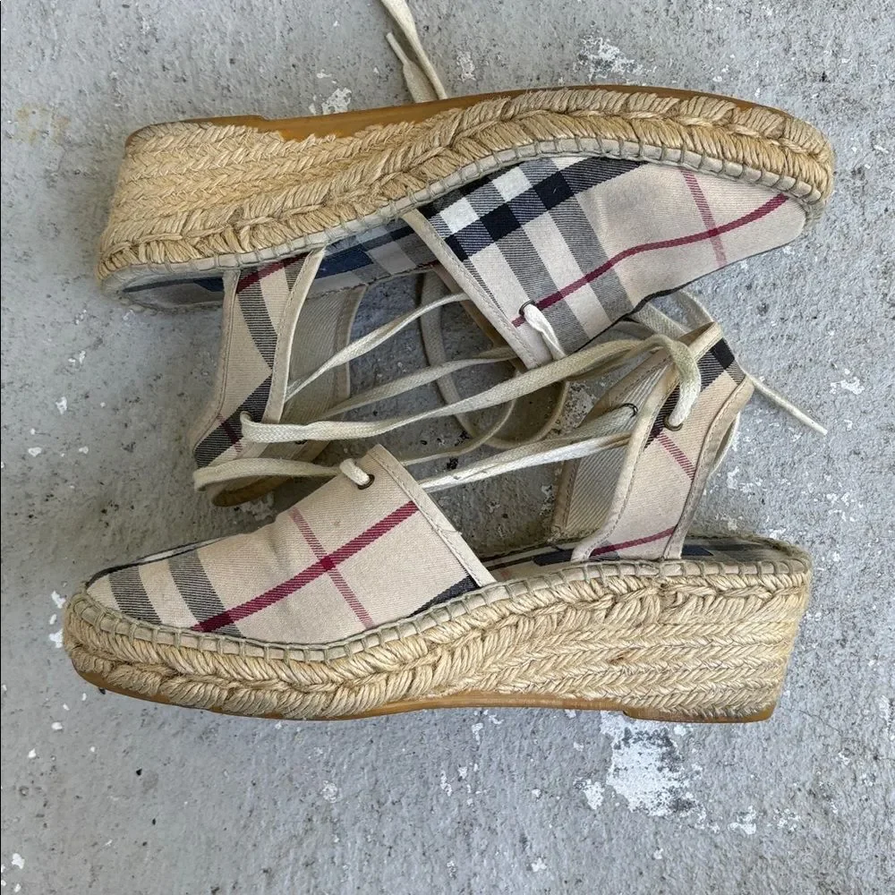 Burberry nova check canvas wedge espadrilles